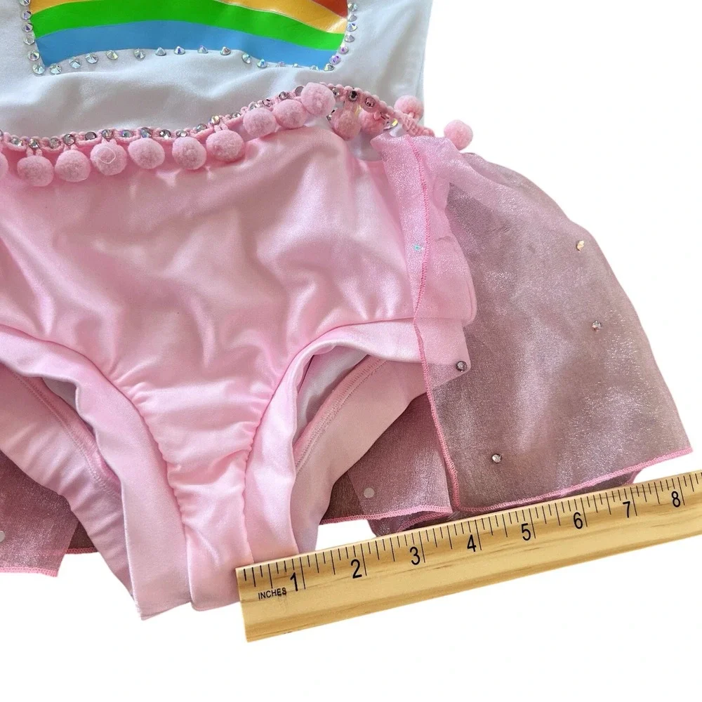 LA Designs Solo Rhinestone Pink Rainbow Dance Costume Child Medium Convention
